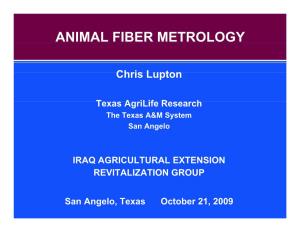 Animal Fiber Metrology
