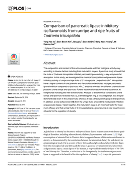 Comparison of Pancreatic Lipase Inhibitory Isoflavonoids from Unripe and Ripe Fruits of Cudrania Tricuspidata