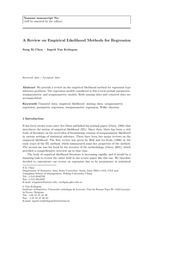 A Review on Empirical Likelihood Methods for Regression