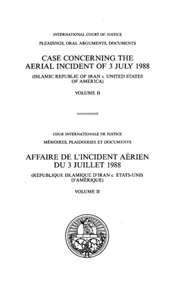 Aerial Incident of 3 July 1988 Affaire De L'incident Aerien