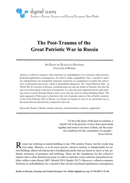 The Post-Trauma of the Great Patriotic War in Russia