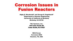 Corrosion Issues in Fusion Reactors