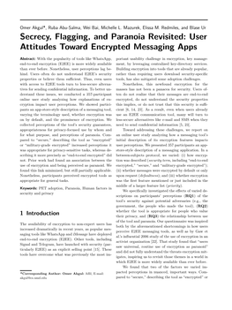 User Attitudes Toward Encrypted Messaging Apps