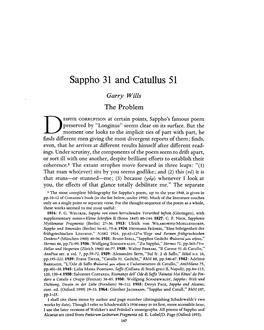 Sappho 31 and Catullus 51 Wills, Garry Greek, Roman and Byzantine Studies; Fall 1967; 8, 3; Proquest Pg