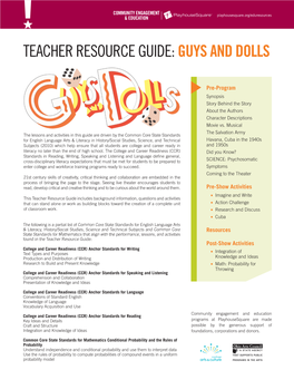 Teacher Resource Guide:Guys and Dolls