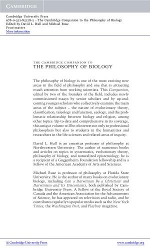 The Philosophy of Biology Edited by David L