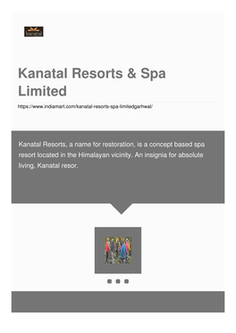 Kanatal Resorts & Spa Limited