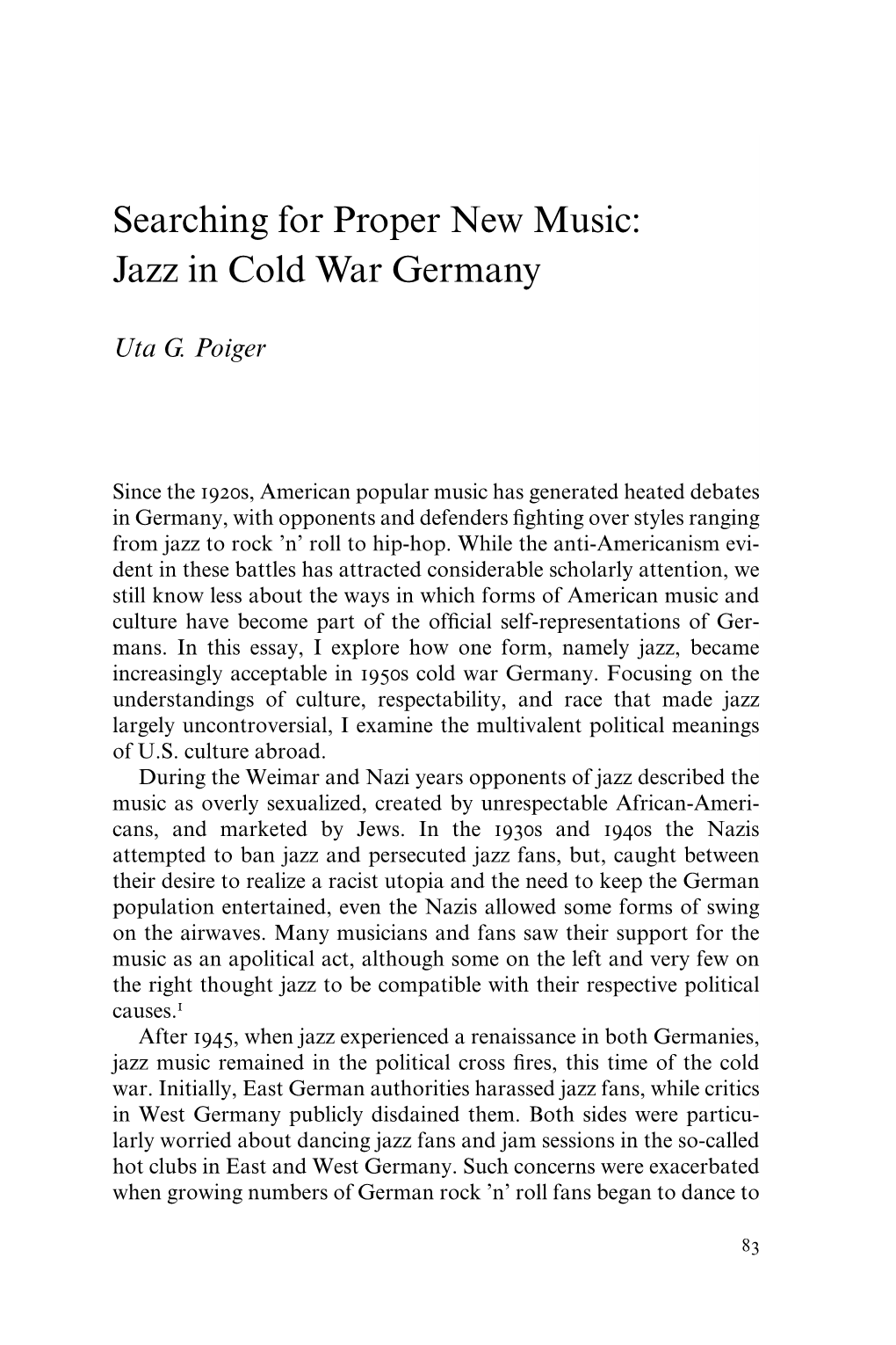 Jazz in Cold War Germany