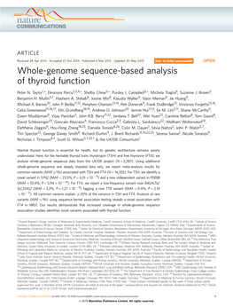 Whole-Genome Sequence-Based Analysis of Thyroid Function