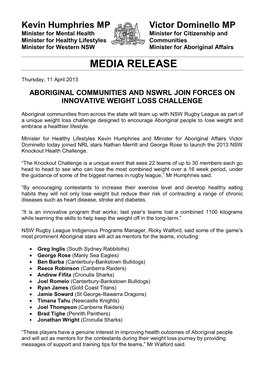Aboriginal Communities and Nswrl Join Forces on Innovative Weight Loss Challenge