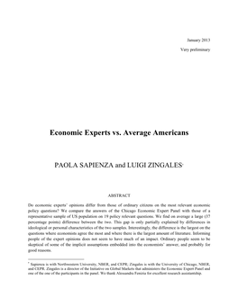 Economic Experts Vs. Average Americans