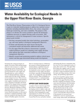 Water Availability for Ecological Needs in the Upper Flint River Basin, Georgia
