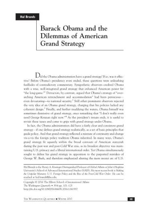 Barack Obama and the Dilemmas of American Grand Strategy