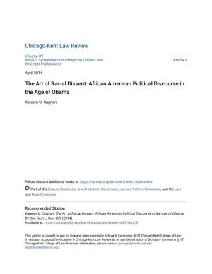The Art of Racial Dissent: African American Political Discourse in the Age of Obama