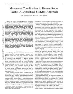 Movement Coordination in Human-Robot Teams: a Dynamical Systems Approach