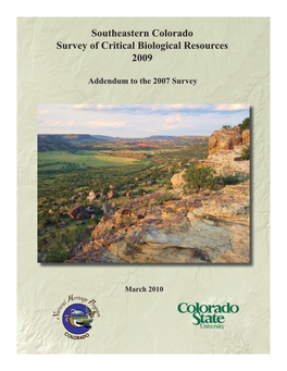 Southeastern Colorado Survey of Critical Biological Resources 2009