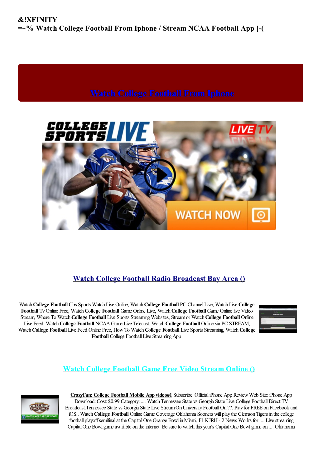 Watch College Football from Iphone / Stream NCAA Football App [-(