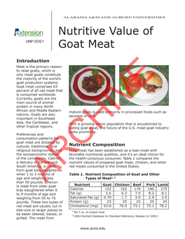 Nutritive Value of Goat Meat Is Becoming Increasingly Important in the Health Management H H H H H H H H H H H H H H H H H of People