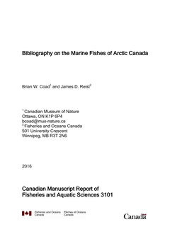 Bibliography on the Marine Fishes of Arctic Canada