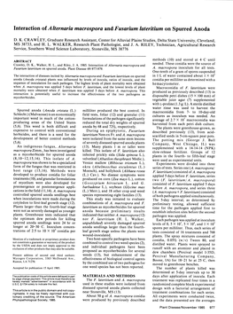 Interaction of a Iternaria Macrospora and Fusarium Lateritium on Spurred Anoda