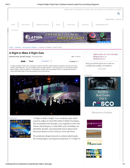 A Night to Make It Right Gala | Excellence Awards Content from Live Design Magazine
