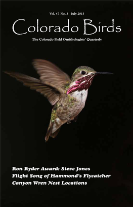 Colorado Birds the Colorado Field Ornithologists’ Quarterly