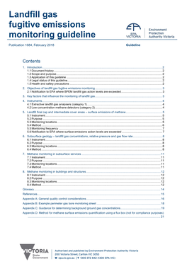 Landfill Gas Fugitive Emissions Monitoring Guideline Publication 1684, February 2018 Guideline