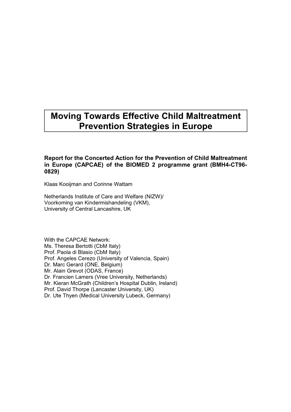 Moving Towards Effective Child Maltreatment Prevention Strategies in Europe