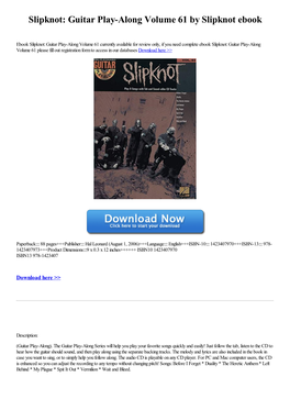 Guitar Play-Along Volume 61 by Slipknot Ebook