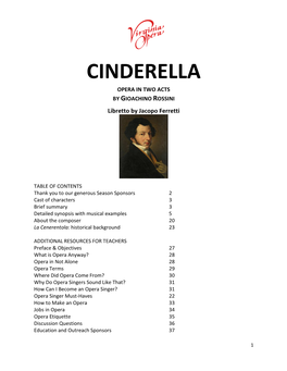 Cinderella Opera in Two Acts by Gioachino Rossini