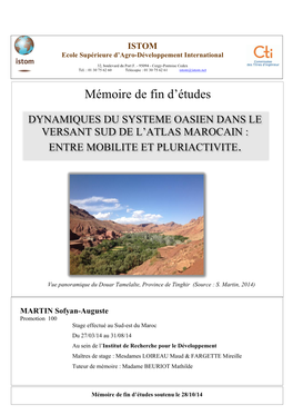 Dynamiques Du Système Oasien Dans Le Versant Sud De L'atlas Marocain