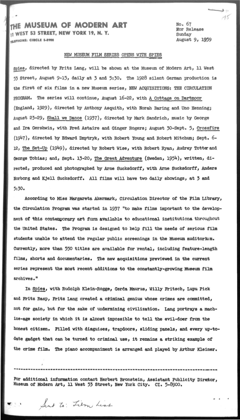 NEW MUSEUM FILM SERIES OPENS with SPIES • 1 •«! 1 • ^Mm^Mmmm Wmm\N\M,\ — .»^WM——11111 Mi.— 1 — •,*Iwwii ••Mmmmmmm•*—!•» —'.'Br^'Iu!