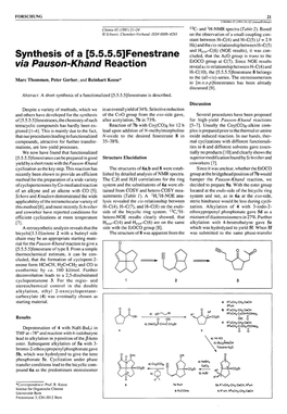 Synthesis of a [5.5. 5.5] Fenestrane Via Pauson-Khand Reaction