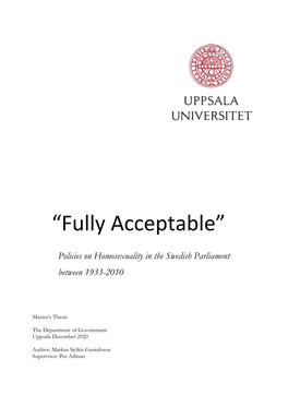 Fully Acceptable Policies on Homosexuality in The