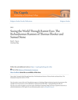 Seeing the World Through Ramist Eyes: the Richardsonian Ramism of Thomas Hooker and Samuel Stone Baird L