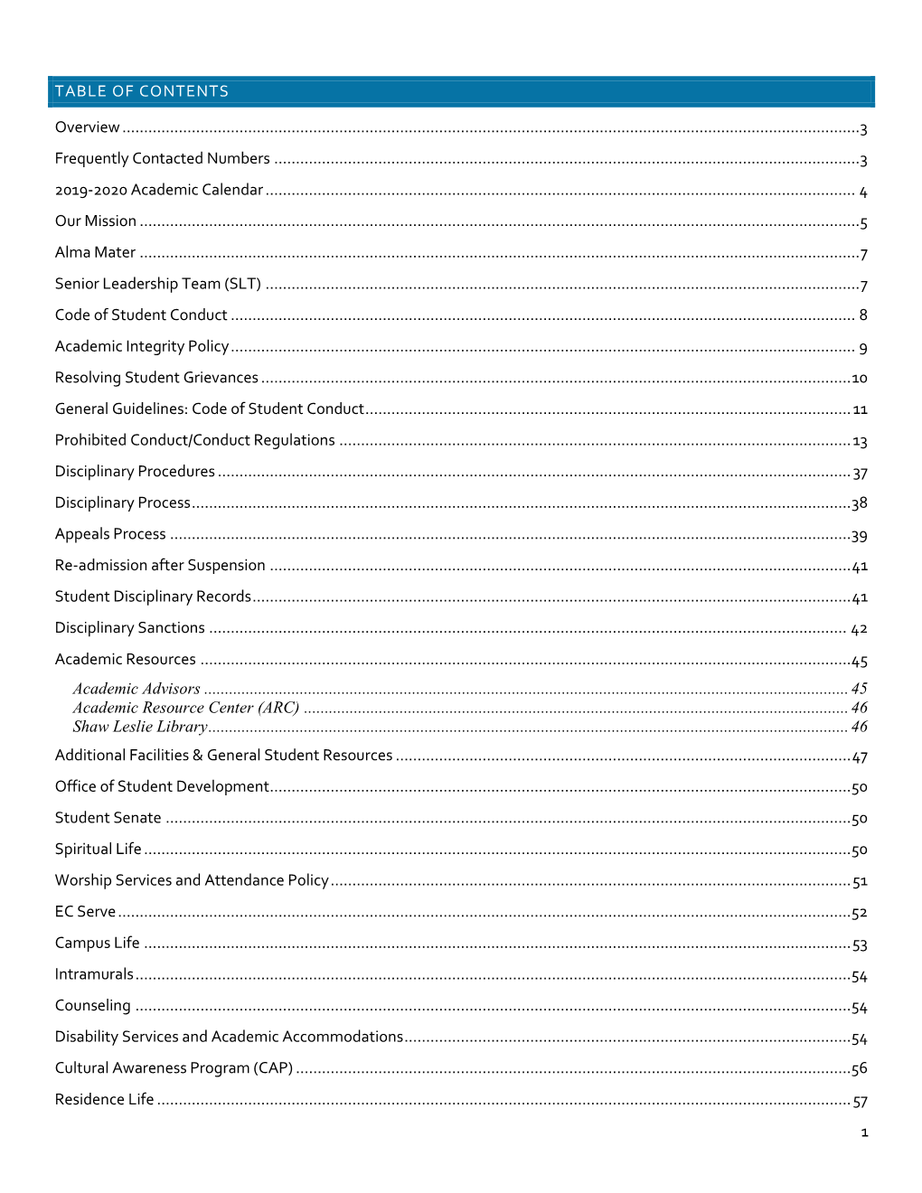 Table of Contents