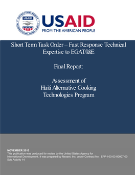 Assessment of Haiti Alternative Cooking Technologies Program