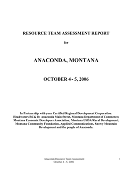 Resource Team Assessment Report