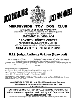 Merseyside Toy Dog Club Open Show 30Th September 2018