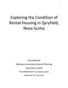 Exploring the Condition of Rental Housing in Spryfield, Nova Scotia