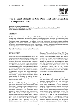 The Concept of Death in John Donne and Sohrab Sepehri A