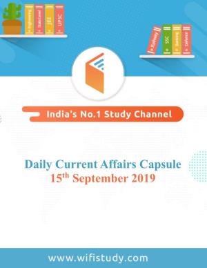 Title Title Daily Current Affairs Capsule 15Th September 2019