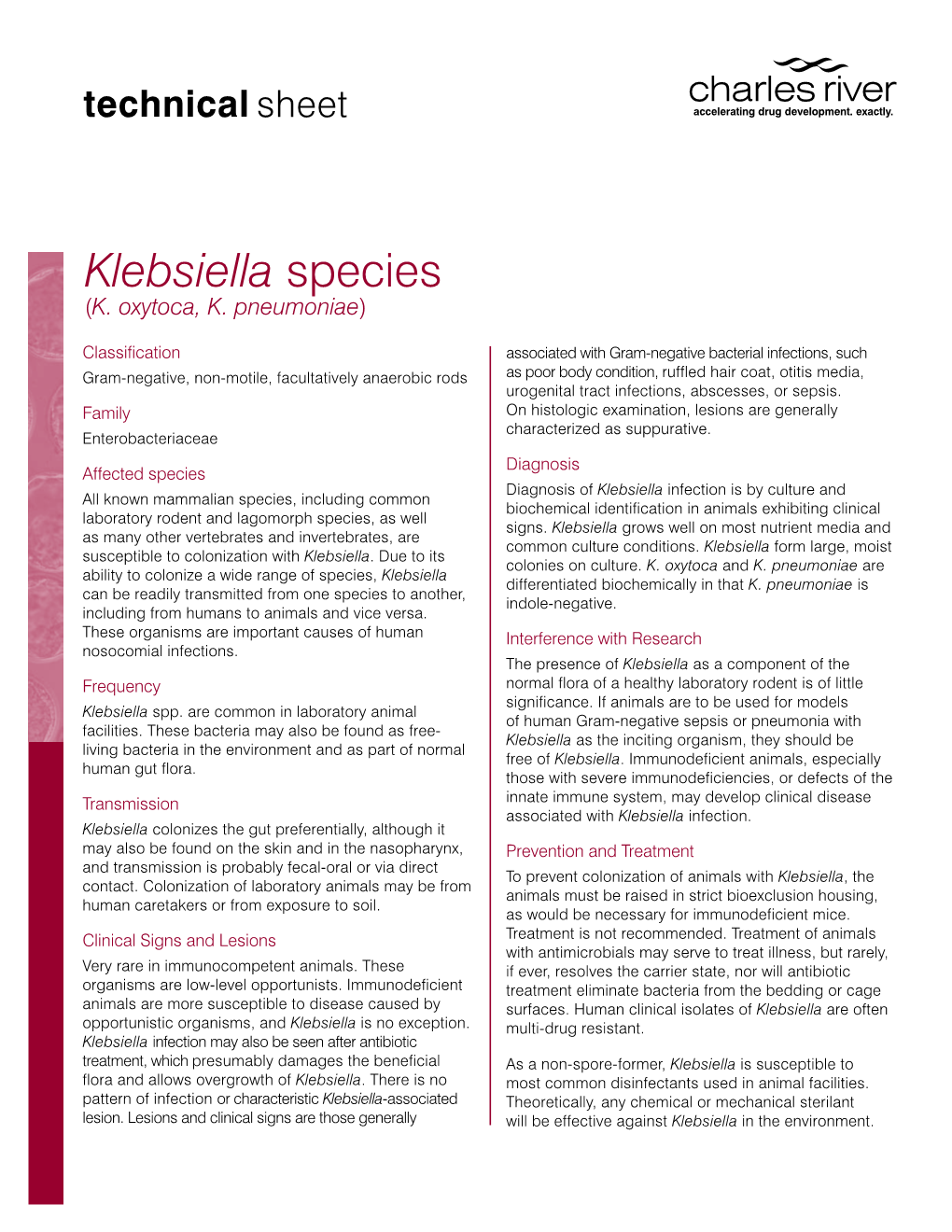 Klebsiella Species (K