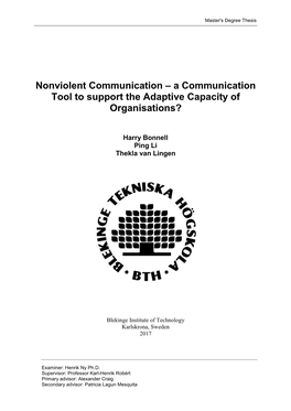 A Communication Tool to Support the Adaptive Capacity of Organisations?