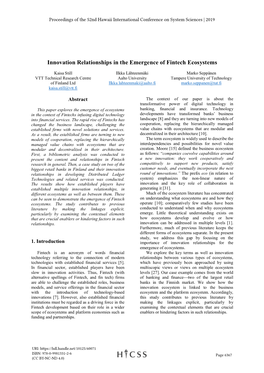 Innovation Relationships in the Emergence of Fintech Ecosystems
