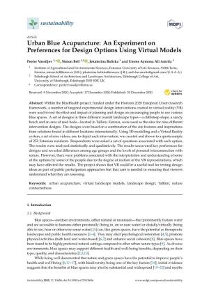 Urban Blue Acupuncture: an Experiment on Preferences for Design Options Using Virtual Models