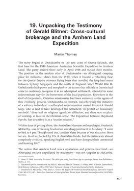 19. Unpacking the Testimony of Gerald Blitner: Cross-Cultural Brokerage and the Arnhem Land Expedition