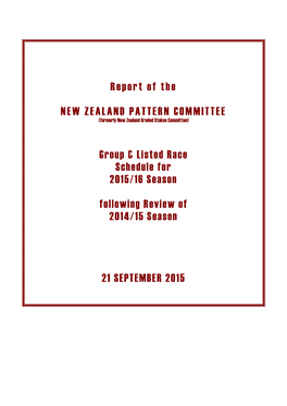 Report of the NEW ZEALAND PATTERN