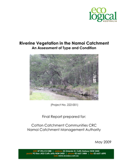 Riverine Vegetation in the Namoi Catchment an Assessment of Type and Condition