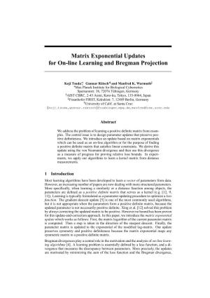 Matrix Exponential Updates for On-Line Learning and Bregman